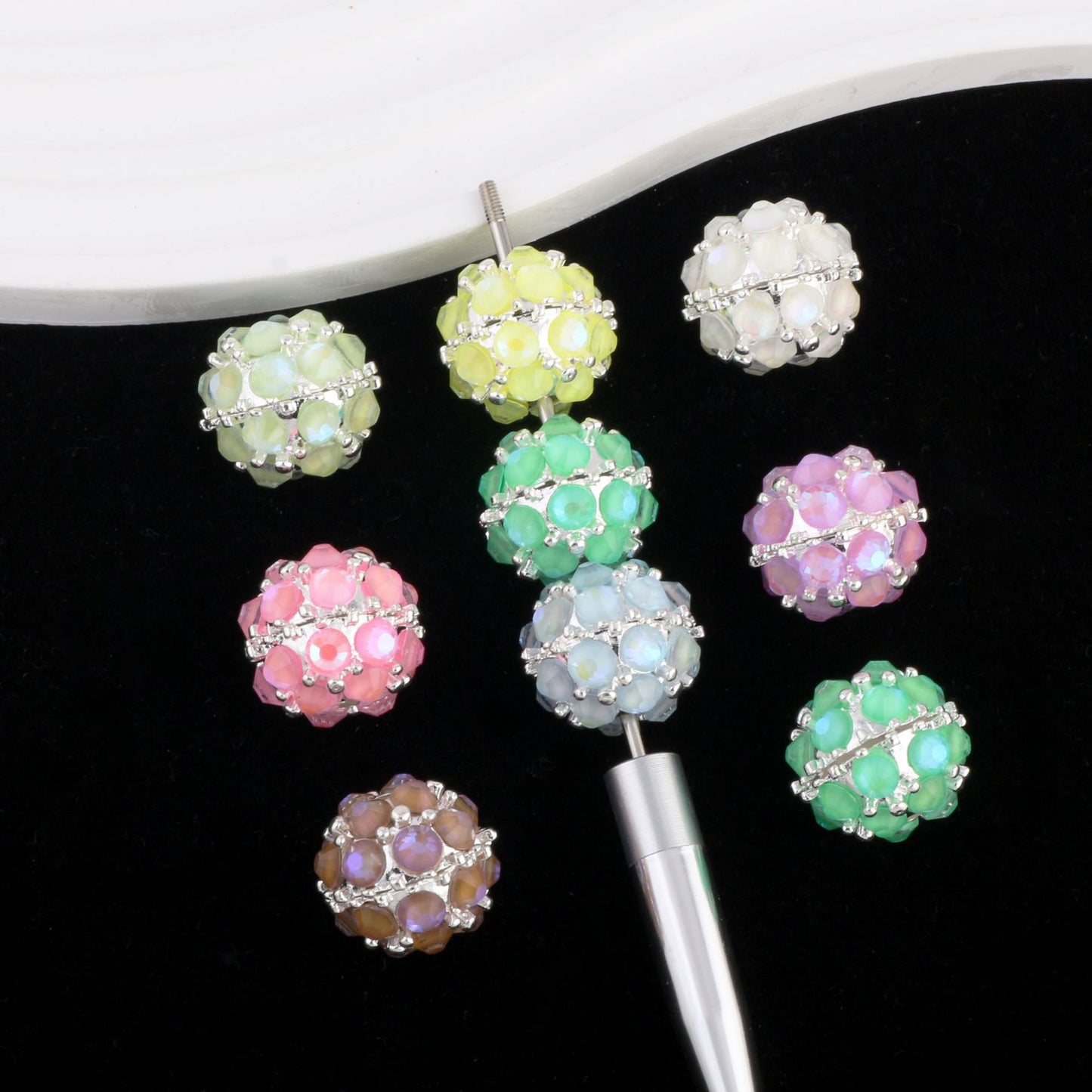 Flower Beads Mocha Diamond Alloy Beads Drill Balls Pen-Drillable Straight Hole Beads