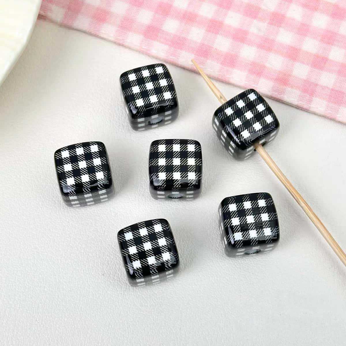 Acrylic Grid Square Handmade Beads