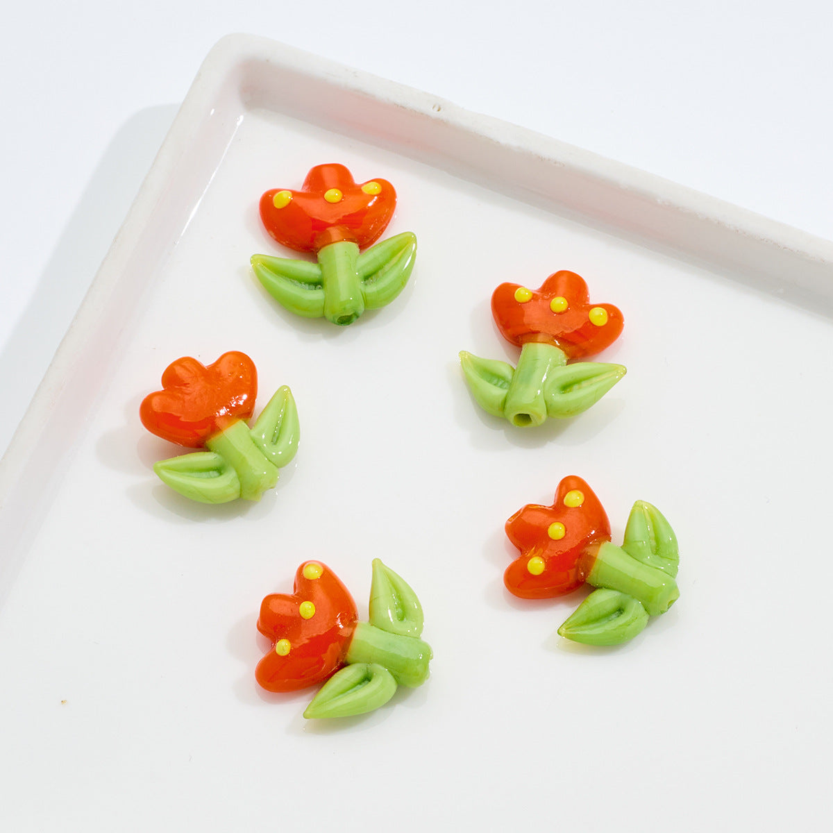 3D Tulip Glass Small Flower beadable beads
