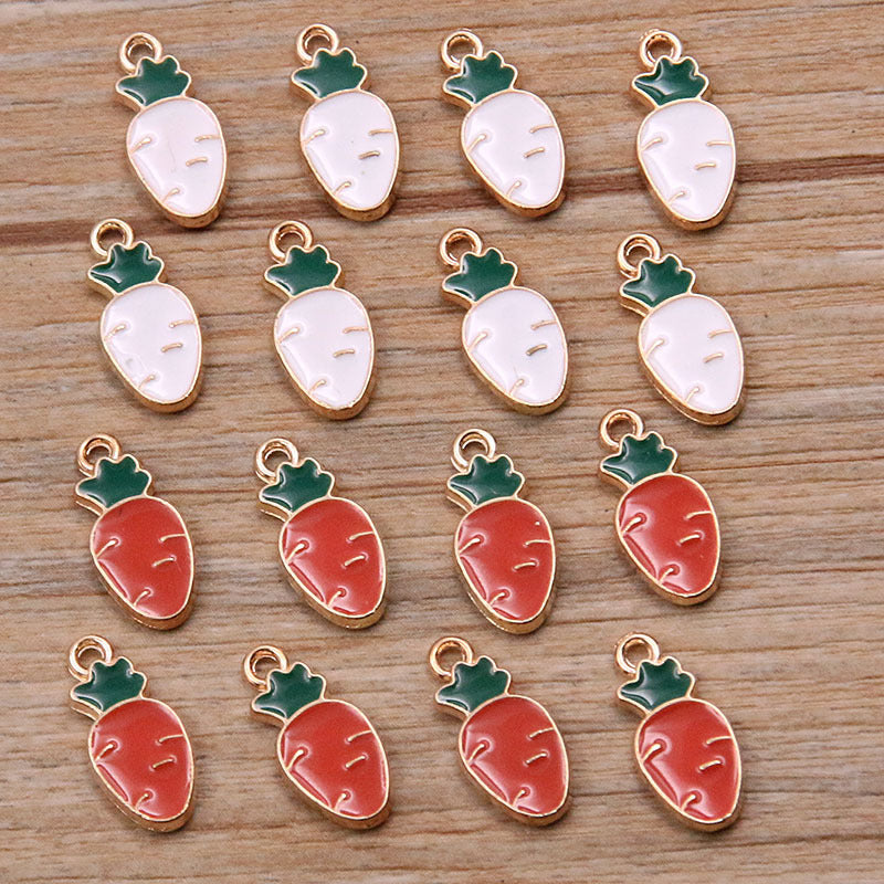 2 Colors 7*15mm Alloy Jewelry Accessories KC Gold Drop Oil Charm MIN Carrot Pendant Vegetable Charm