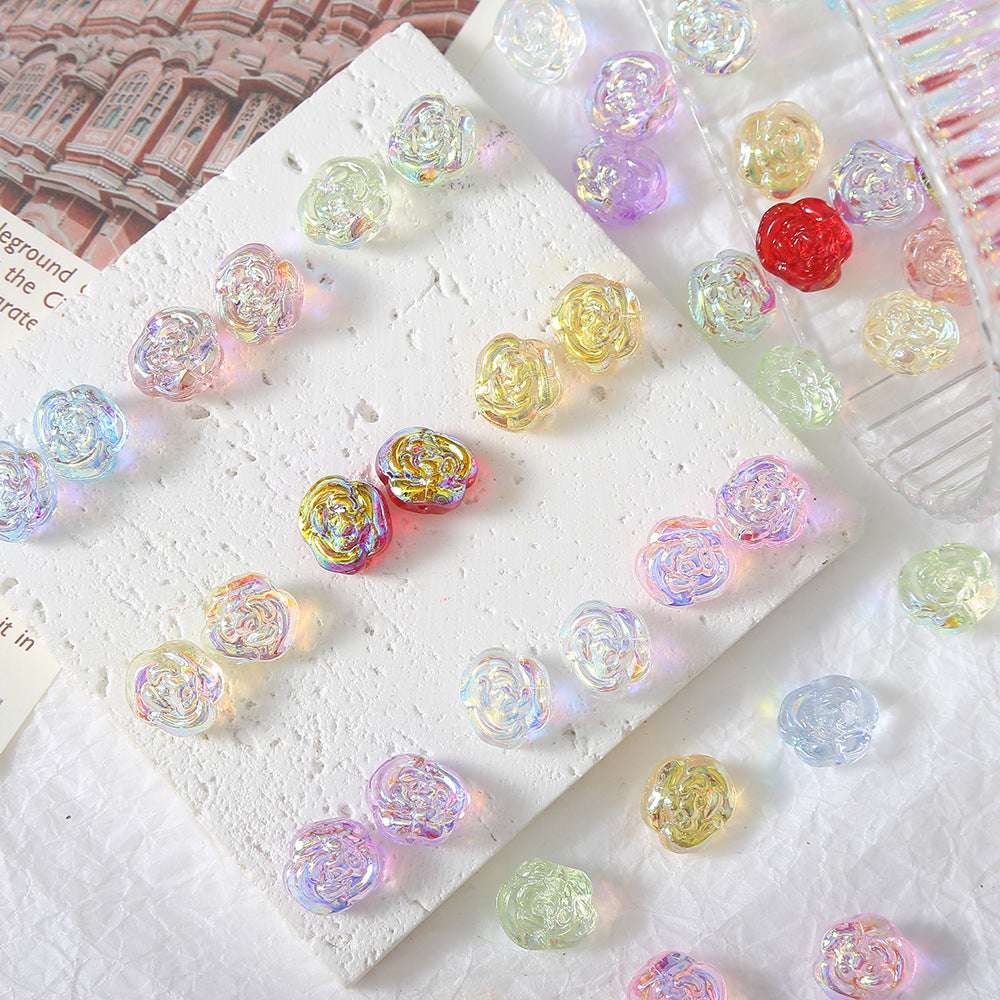 Rose Glass Straight Hole beadable beads