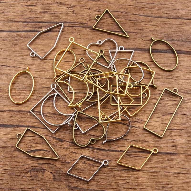 3 Colors DIY Alloy Jewelry Mixed Geometric Shapes Epoxy Resin Mold Frame