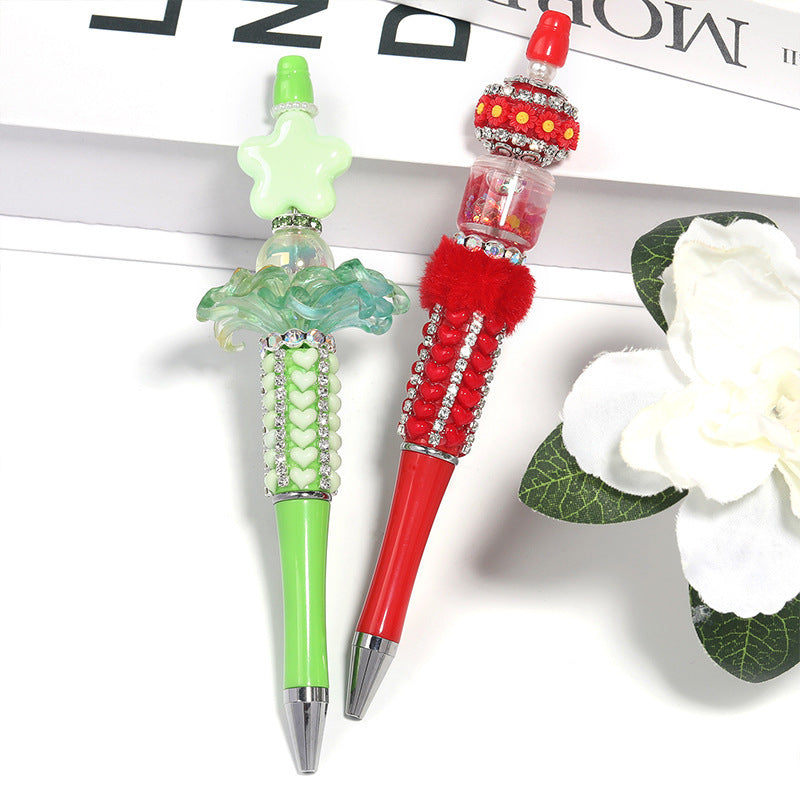 Creative Heart-Shaped Diamond-Studded Beaded Pen