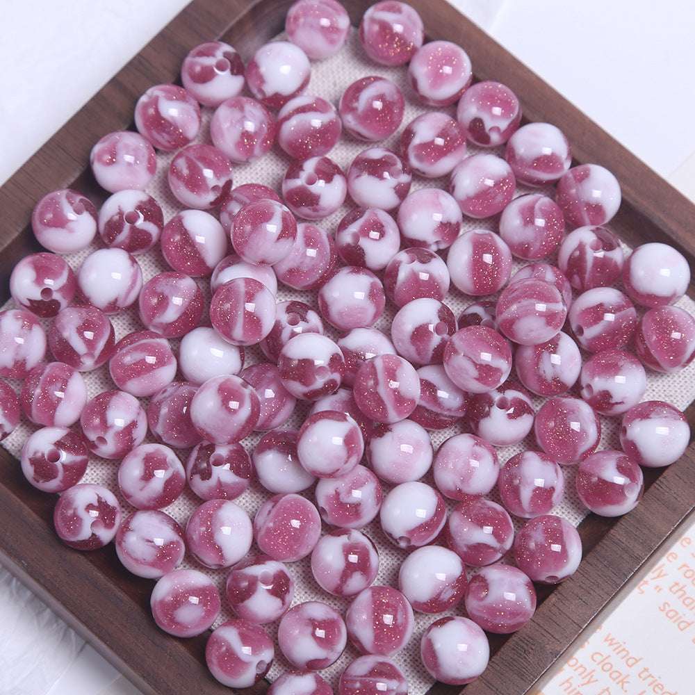 10mm Cream Gradient Fine Glitter Round Beads