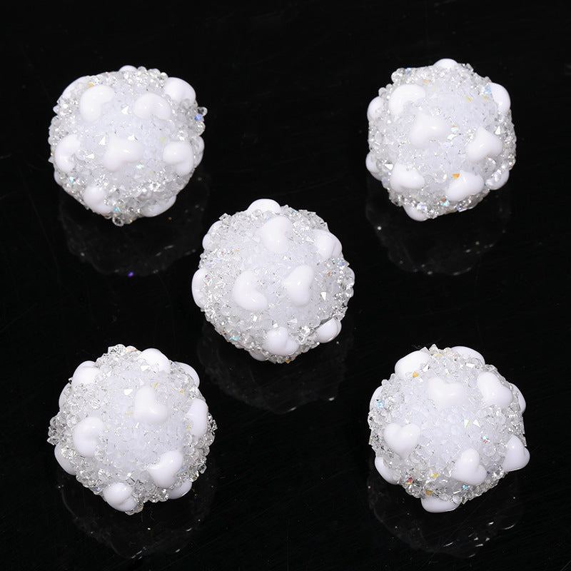 Sparkling Rhinestone Sugar Heart Full Diamond Beads