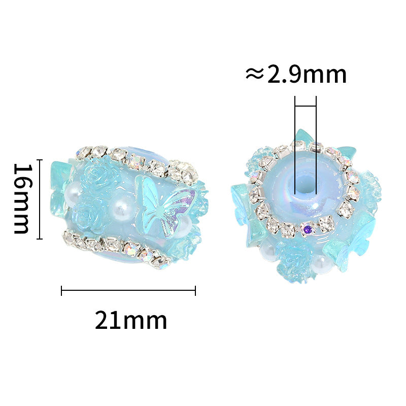 Flower Drill Ball Beads Acrylic Straight Hole Butterfly Round Beads