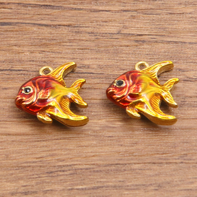 Stainless Steel Gold Vacuum Plating Oil Drop Charm Animal Pendant Small Fish Pendant