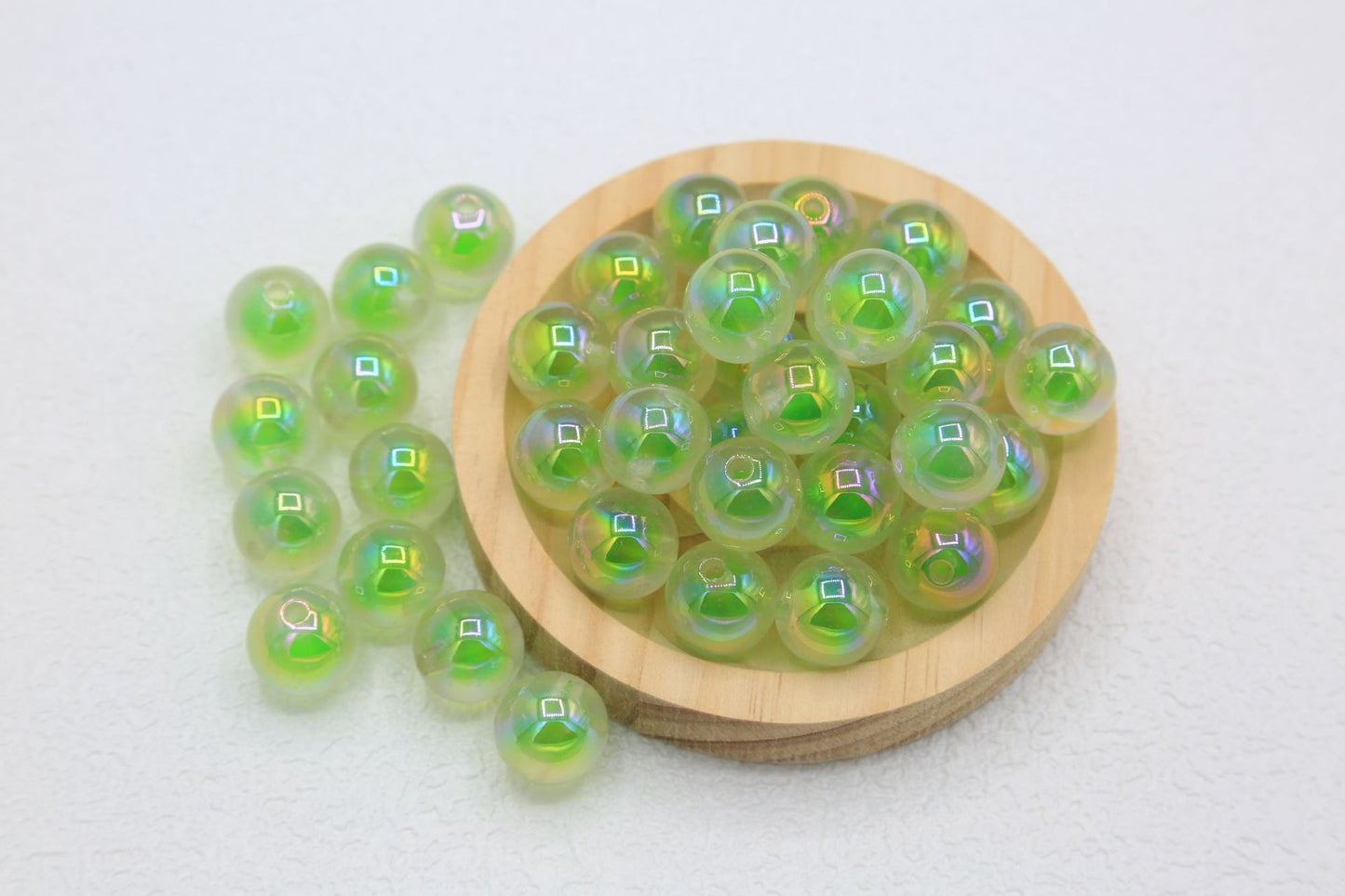 16mm Sugar Heart Luminous Acrylic Beads UV Colorful Plated Round Beads DIY Bracelet Necklace Jewelry Accessories
