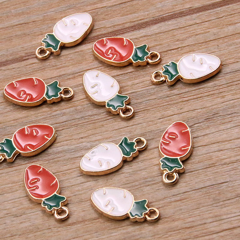 2 Colors 7*15mm Alloy Jewelry Accessories KC Gold Drop Oil Charm MIN Carrot Pendant Vegetable Charm