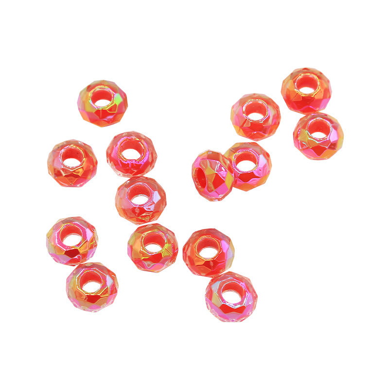 Acrylic UV Color-plated Diamond Surface Large Hole Candy Heart Beads Middle Beads diy Bracelet Beads Loose Beads Jewelry Accessories