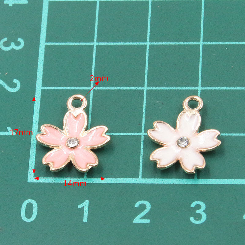 5 Colors 14*17mm DIY Alloy Jewelry Accessories KC Gold Drop Oil Charm Point Brick Flower Pendant Plant Charm
