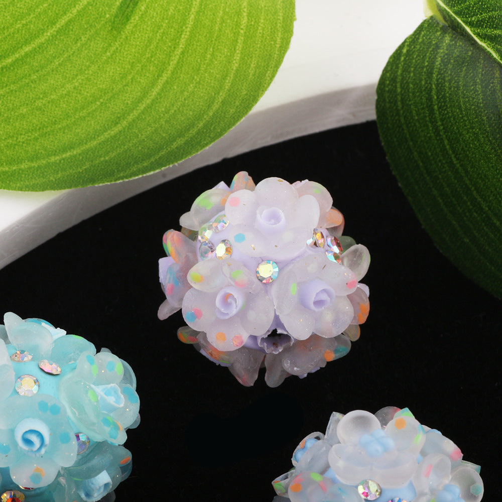 Fluorescent Flower Ball Wearable Straight Hole Beads