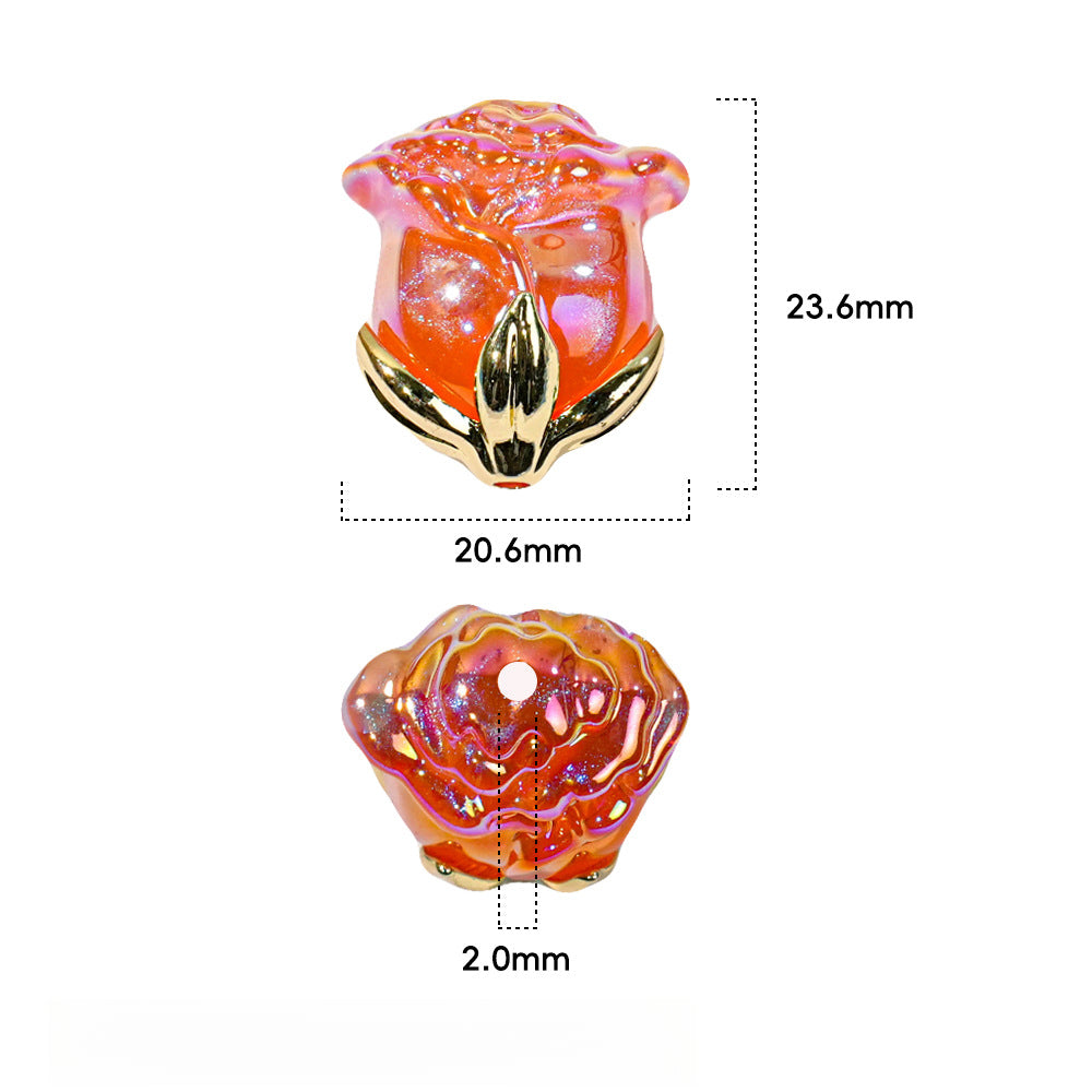 Electroplated Straight Hole Rose Beads