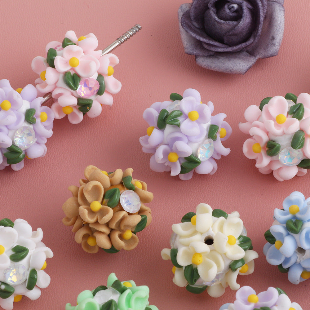 Large Gardenia Flower Ball Drill Ball Clay Beads