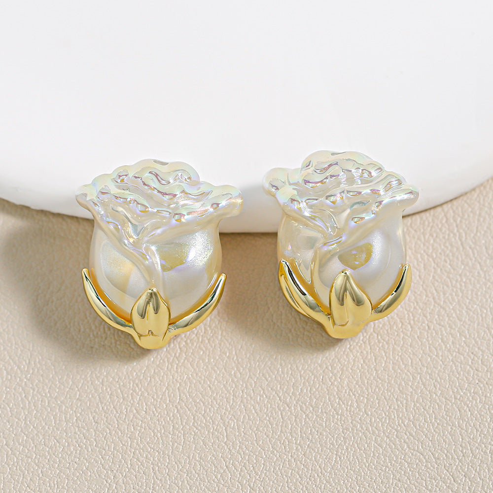 Electroplated Straight Hole Rose Beads