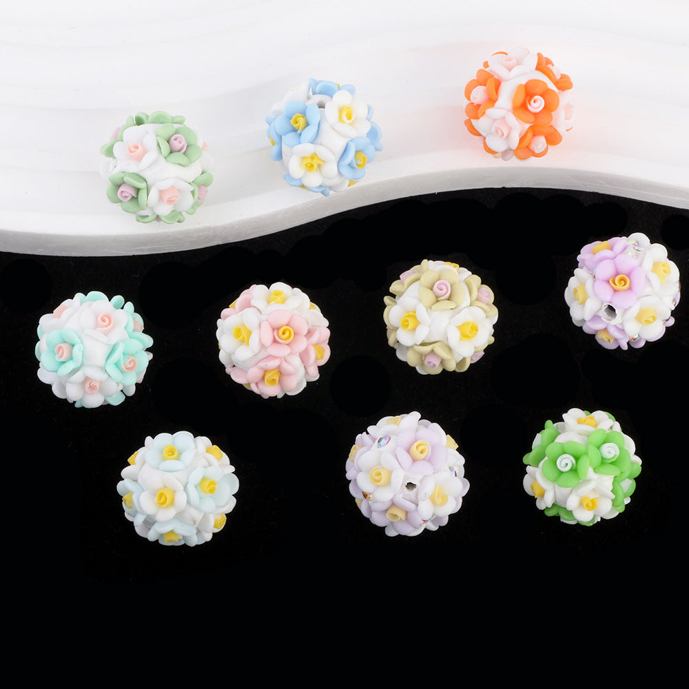 Flower Beads Luminous Simple Flower Rose Ball Clay Straight Hole Beads