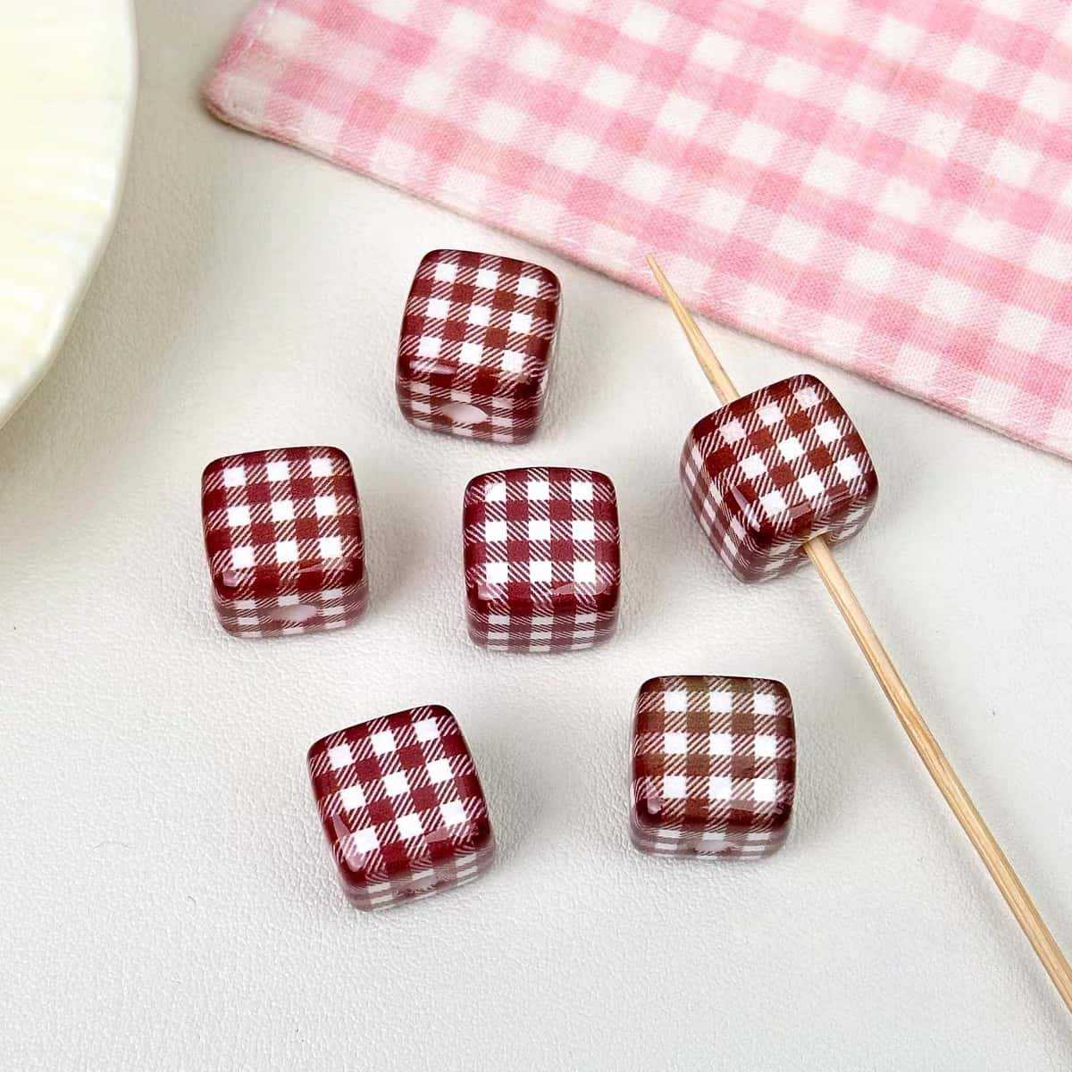 Acrylic Grid Square Handmade Beads