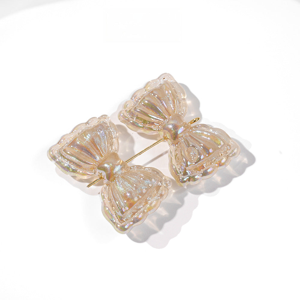 Thin and Glittering Straight Hole Bow Beads