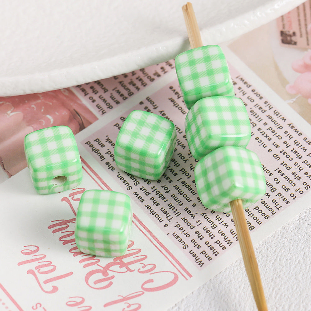 Acrylic Houndstooth Cute Square beadable beads