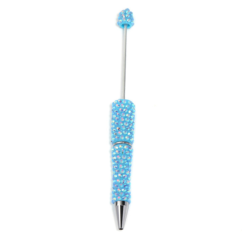 Full-diamond beadable plastic ballpoint pen