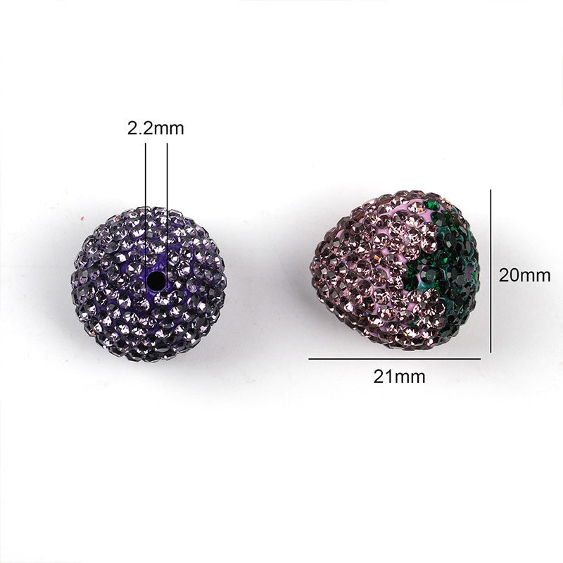 Strawberry Clay Rhinestone Ball Through Hole Bead
