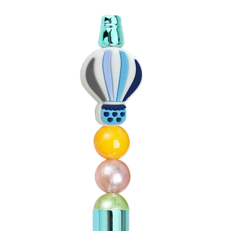 Student Stationery Colorful Beaded Pen Silicone Focal Beads