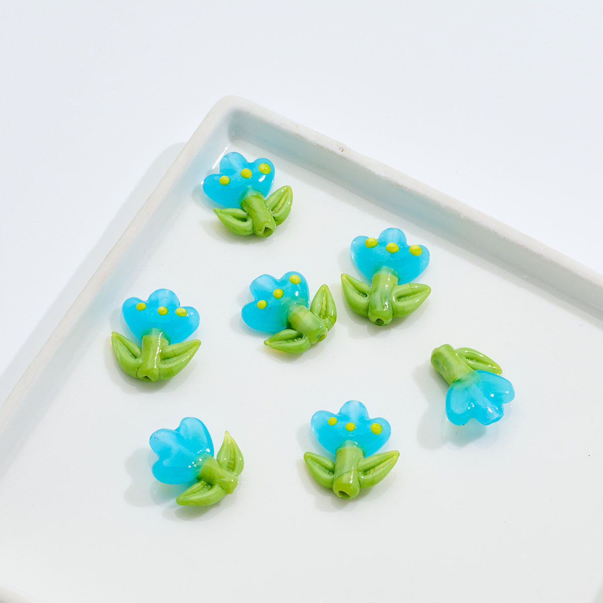 3D Tulip Glass Small Flower beadable beads