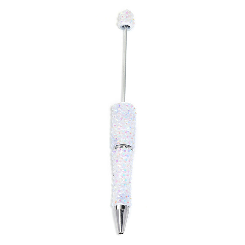 Full-diamond beadable plastic ballpoint pen