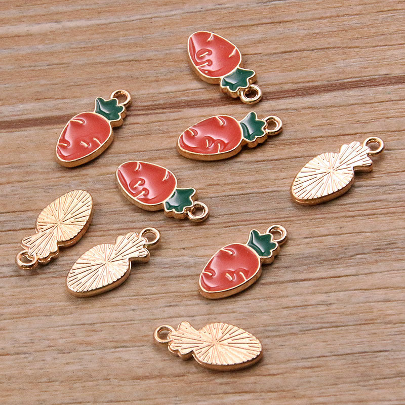 2 Colors 7*15mm Alloy Jewelry Accessories KC Gold Drop Oil Charm MIN Carrot Pendant Vegetable Charm