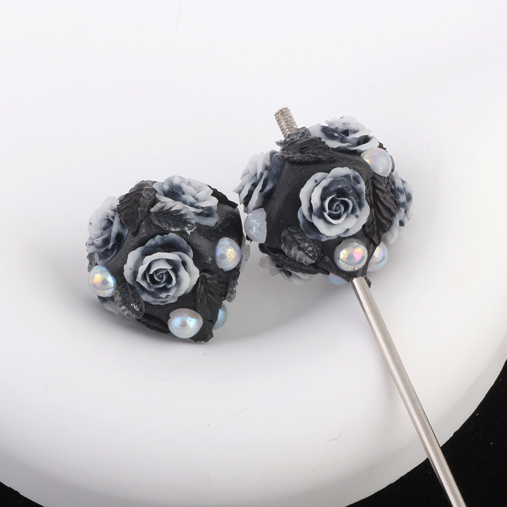 Fresh Flower Ball Drill Ball Pen Straight Hole Beads