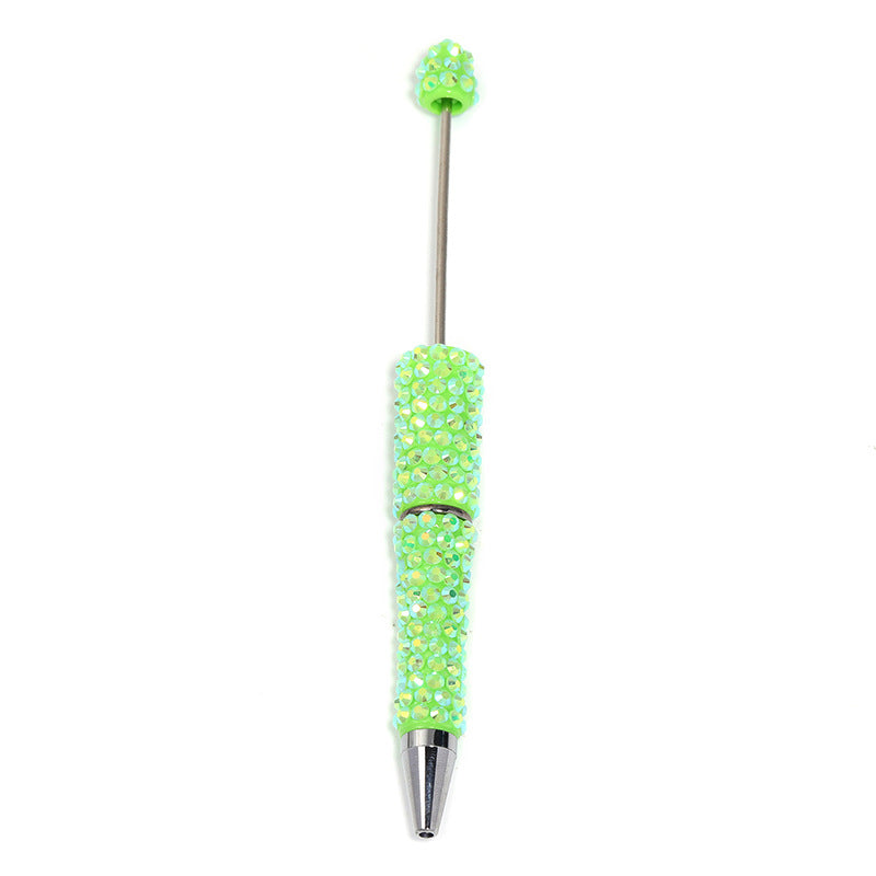 Full-diamond beadable plastic ballpoint pen