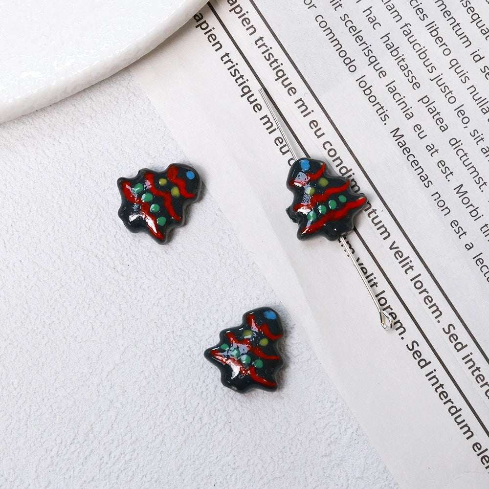 Summer Cute Hand-Painted Ceramic Beads Cartoon Christmas Tree