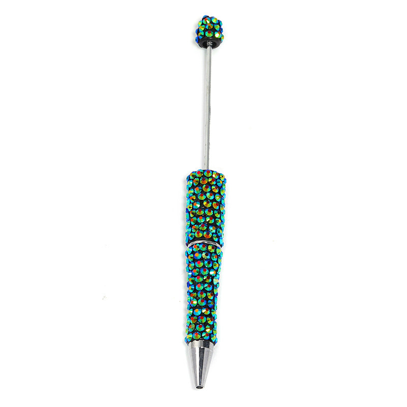 Full-diamond beadable plastic ballpoint pen