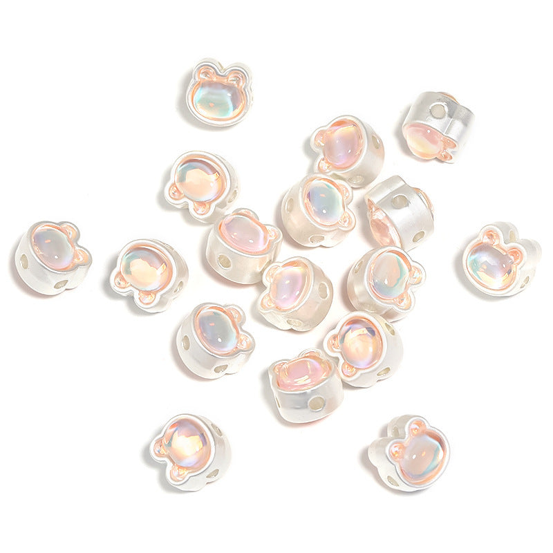 Alloy Four-Hole Spacer Bead with Heart and Rabbit Design