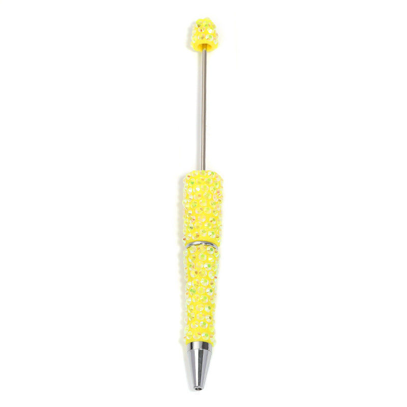 Full-diamond beadable plastic ballpoint pen