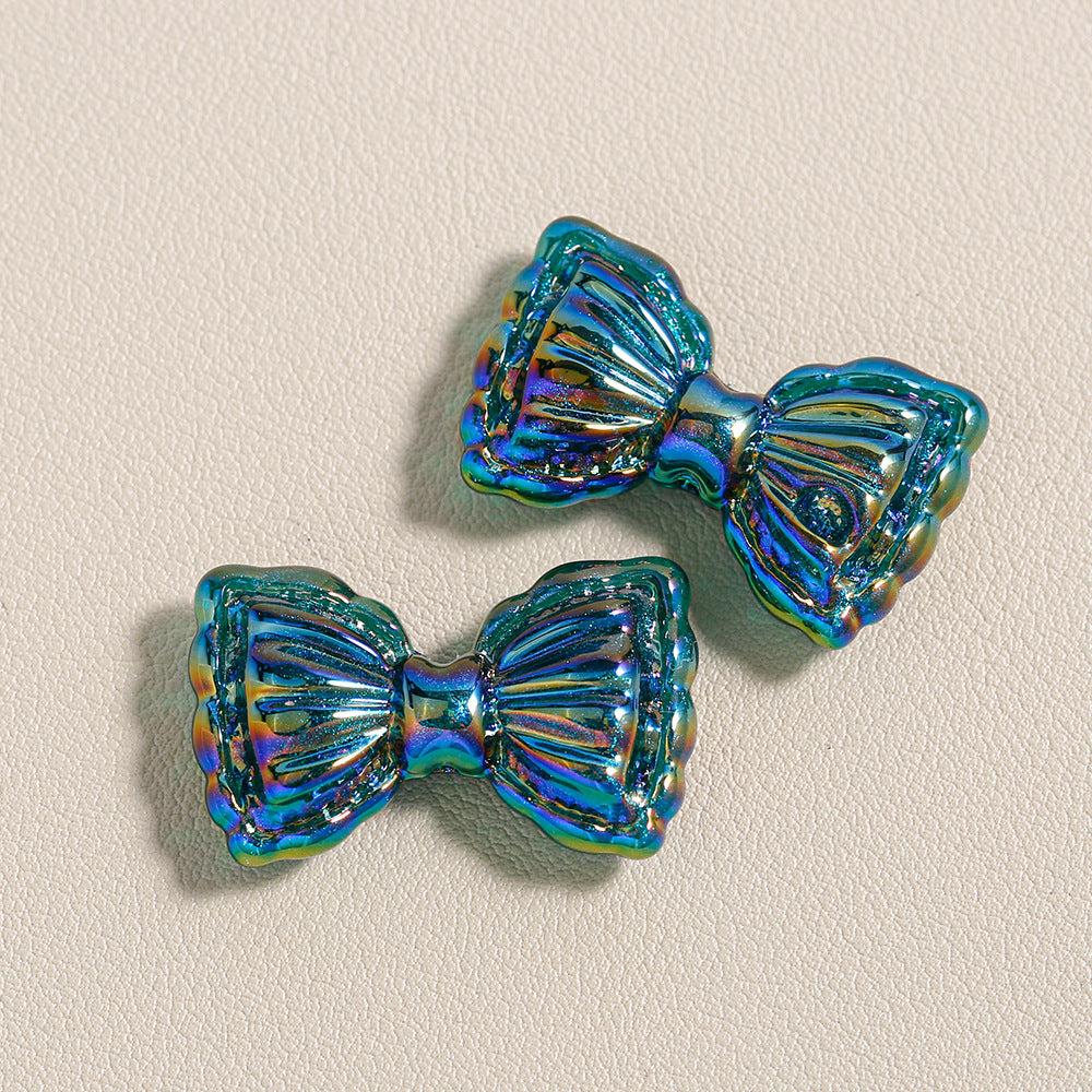 Thin and Glittering Straight Hole Bow Beads