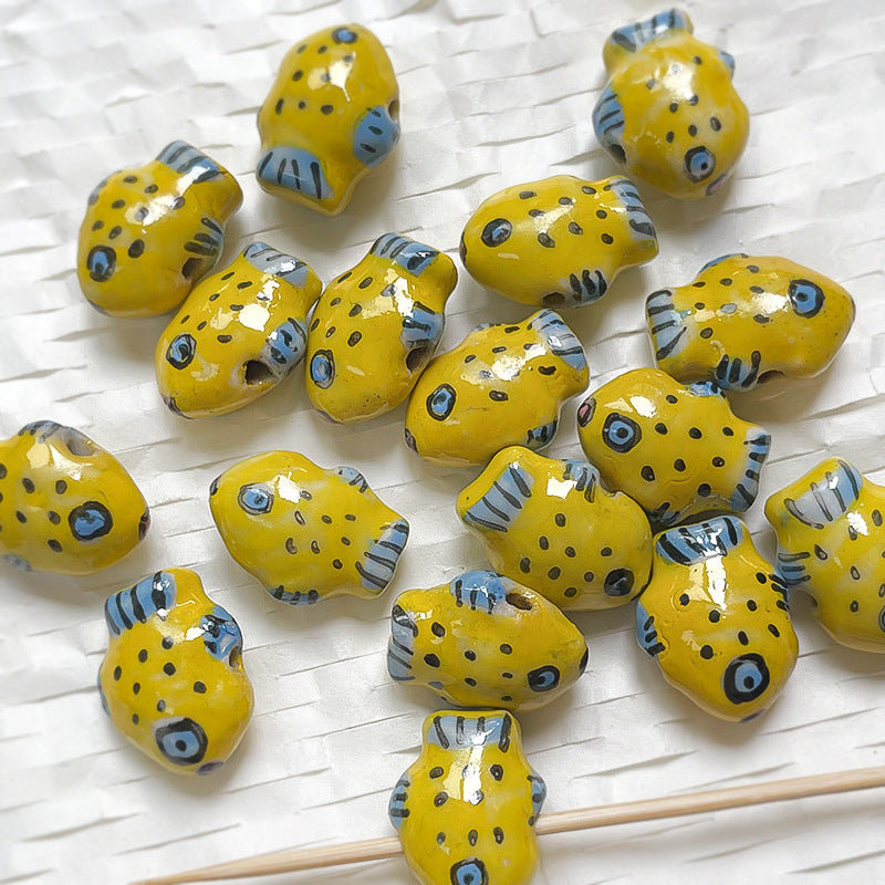 1 pc Pure Hand-painted Ceramic Deep Sea Little Fish Beads Loose Beads