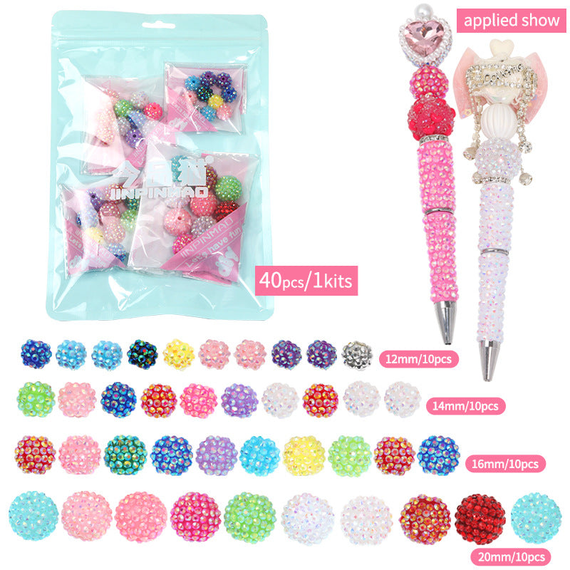 Colorful Heavy Beads Fashion Resin Inlaid Diamond Ball Loose Beads