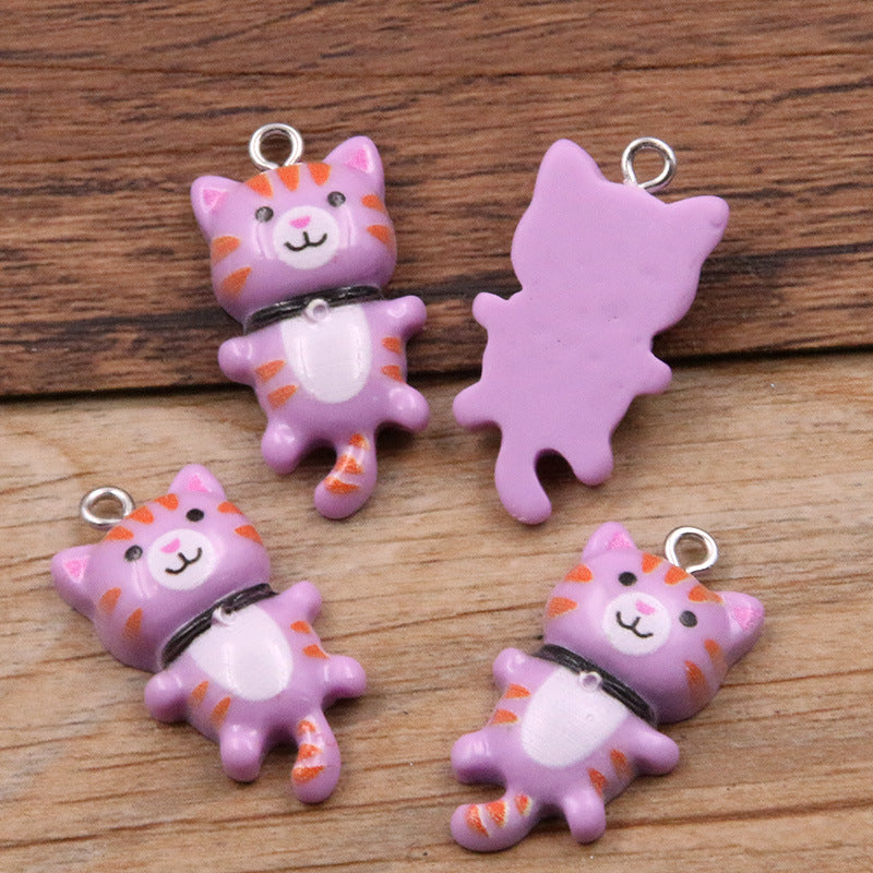 8 Colors 15*29mm DIY Resin Cute Cartoon Kitten Animal Pendant Charm