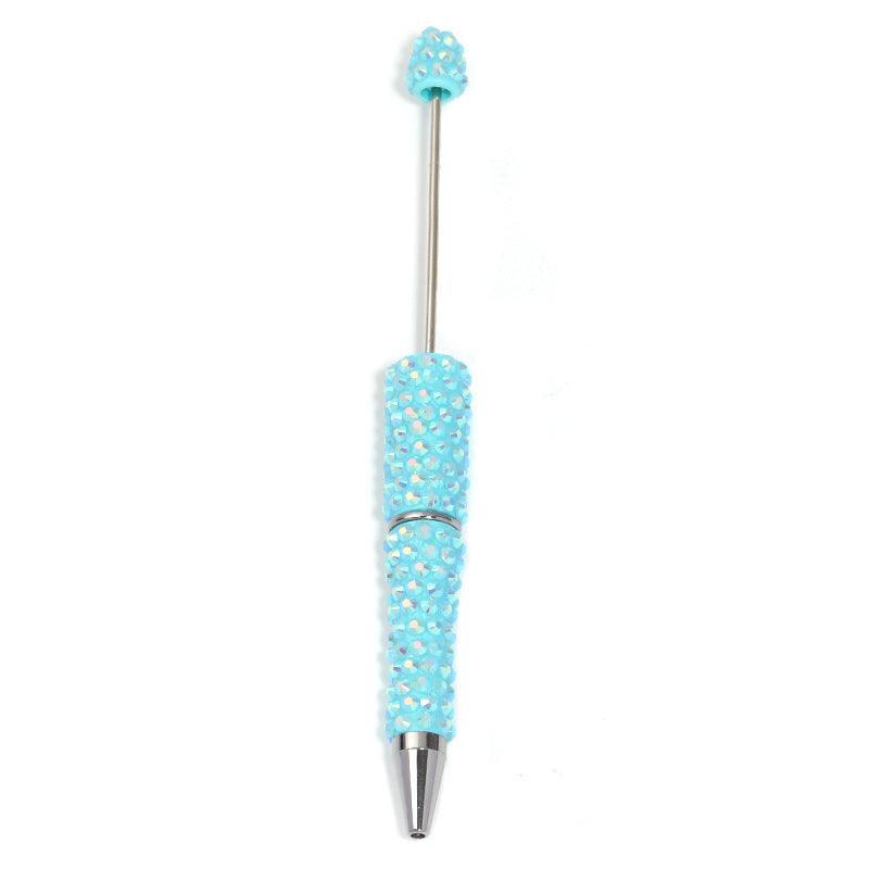 Full-diamond beadable plastic ballpoint pen