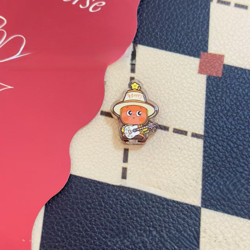 5 pcs Printed Embossed Cartoon Amusement Park Star People Acrylic Beads