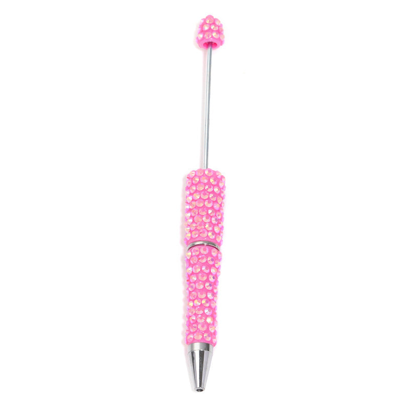 Full-diamond beadable plastic ballpoint pen