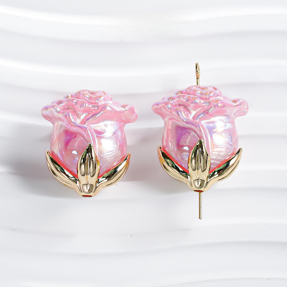 Electroplated Straight Hole Rose Beads