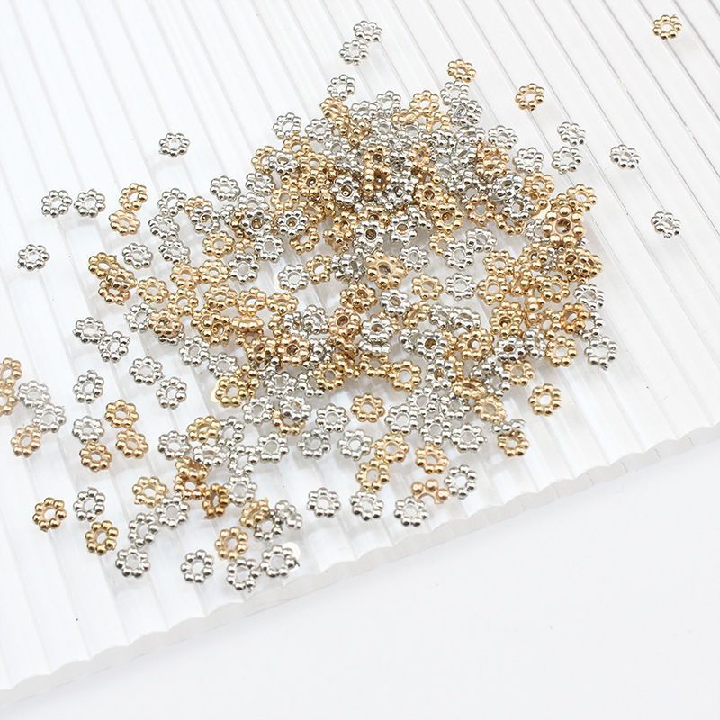 4/6mm Alloy Flower Core Gold-Plated Gear Spacer Beads
