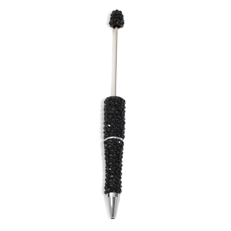 Full-diamond beadable plastic ballpoint pen