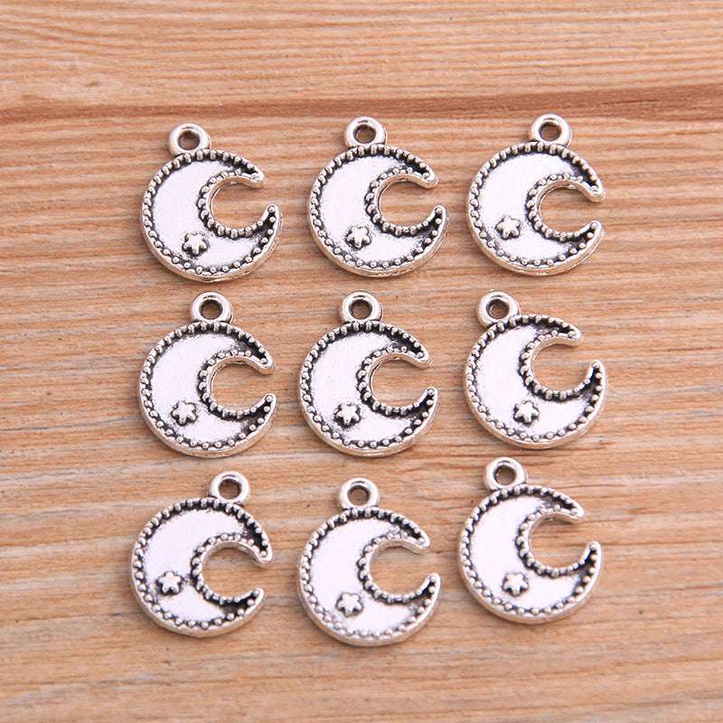 13*17mm 2 Colors DIY Zinc Alloy Jewelry Accessories Natural Charm Moon Star Pendant