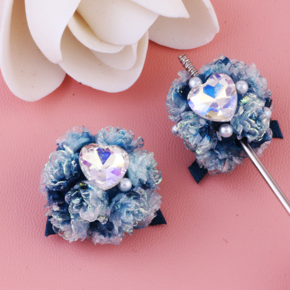 Crystal Zircon Rose Flower Bowknot Flower Ball Can Be Worn Straight Hole Beads