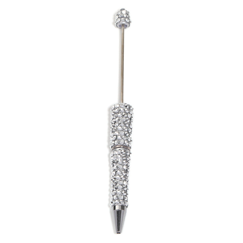 Full-diamond beadable plastic ballpoint pen