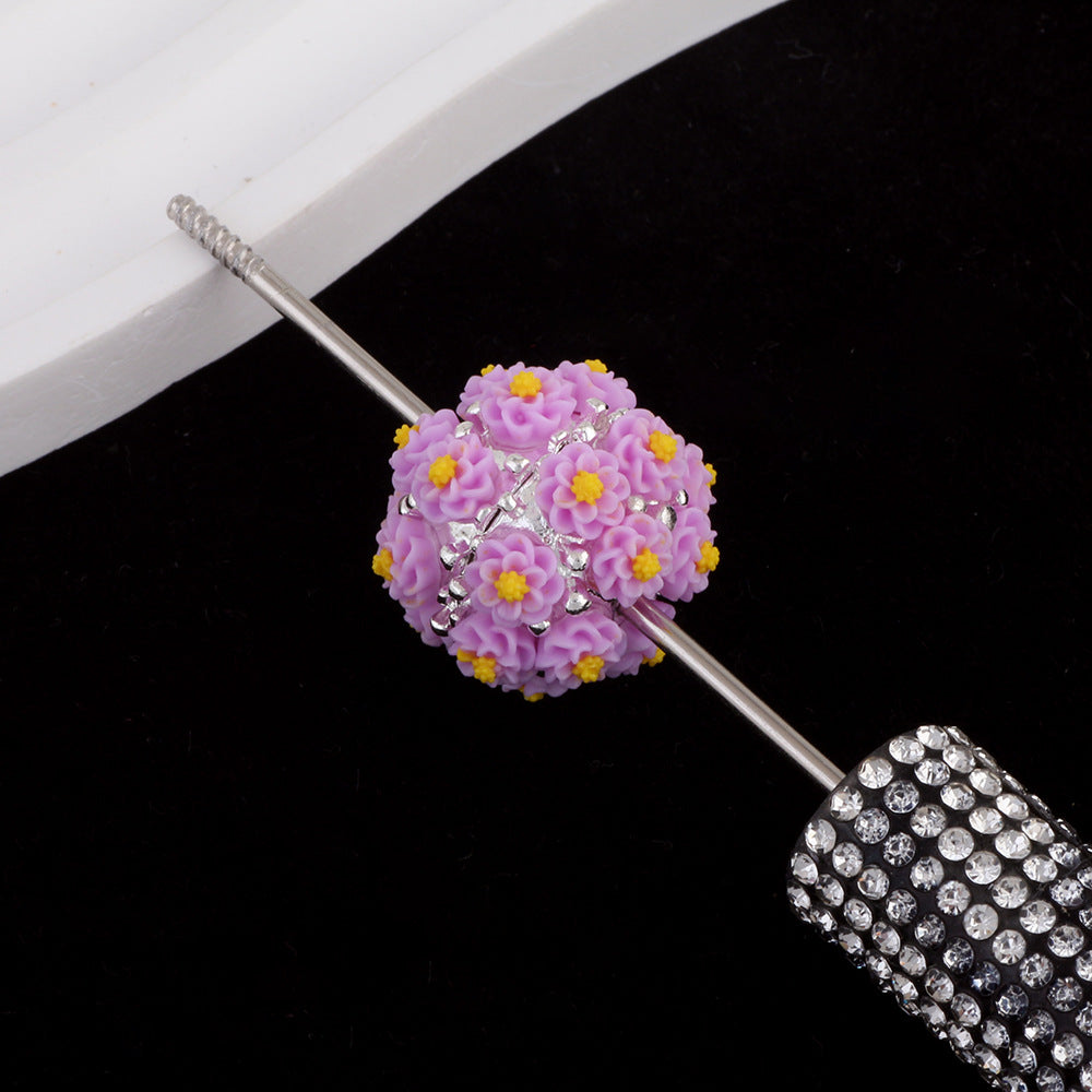 Flower Beads Alloy Flower Cluster Ball Handmade Straight Hole Beads