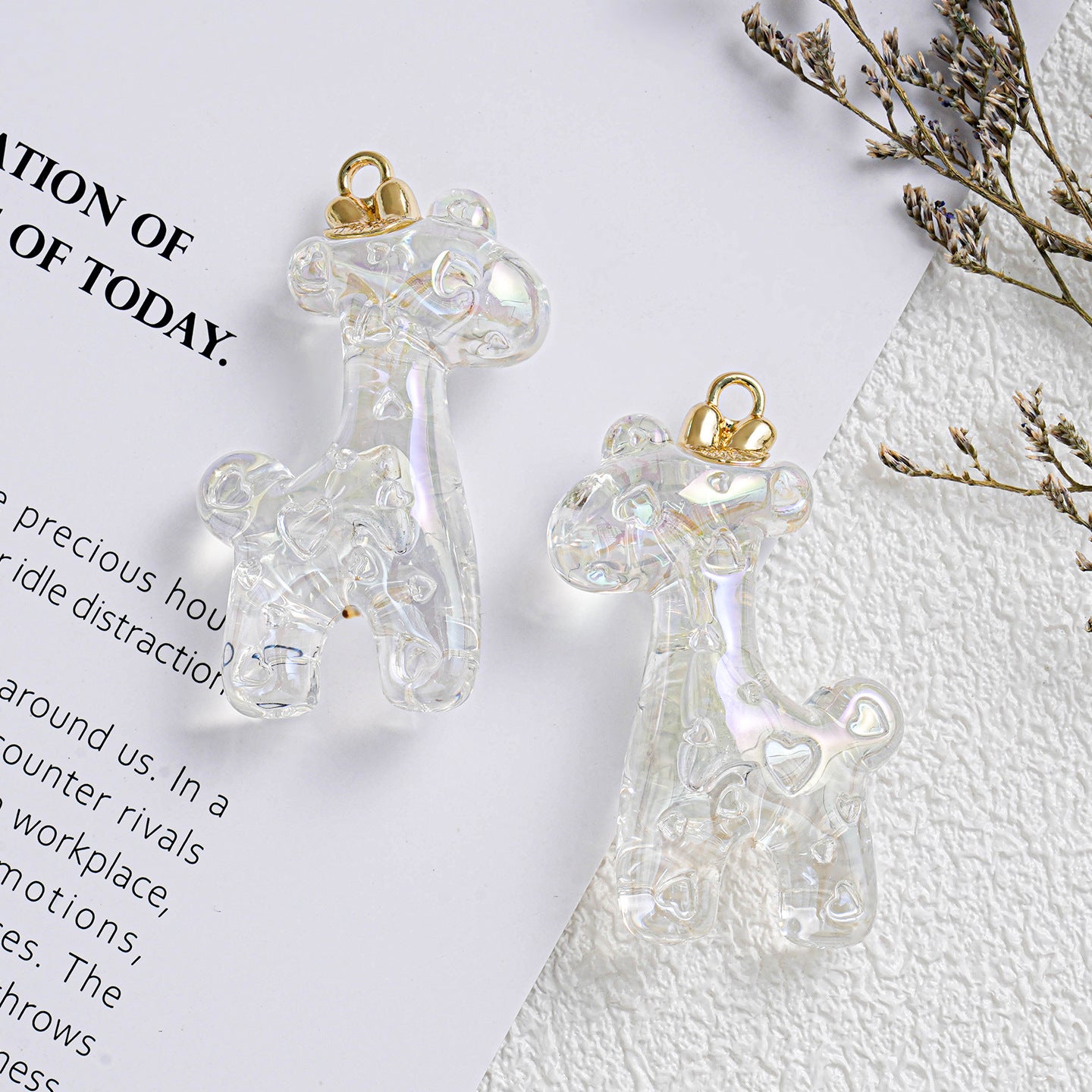 Transparent Deer Multi-Color Tassel Pendant